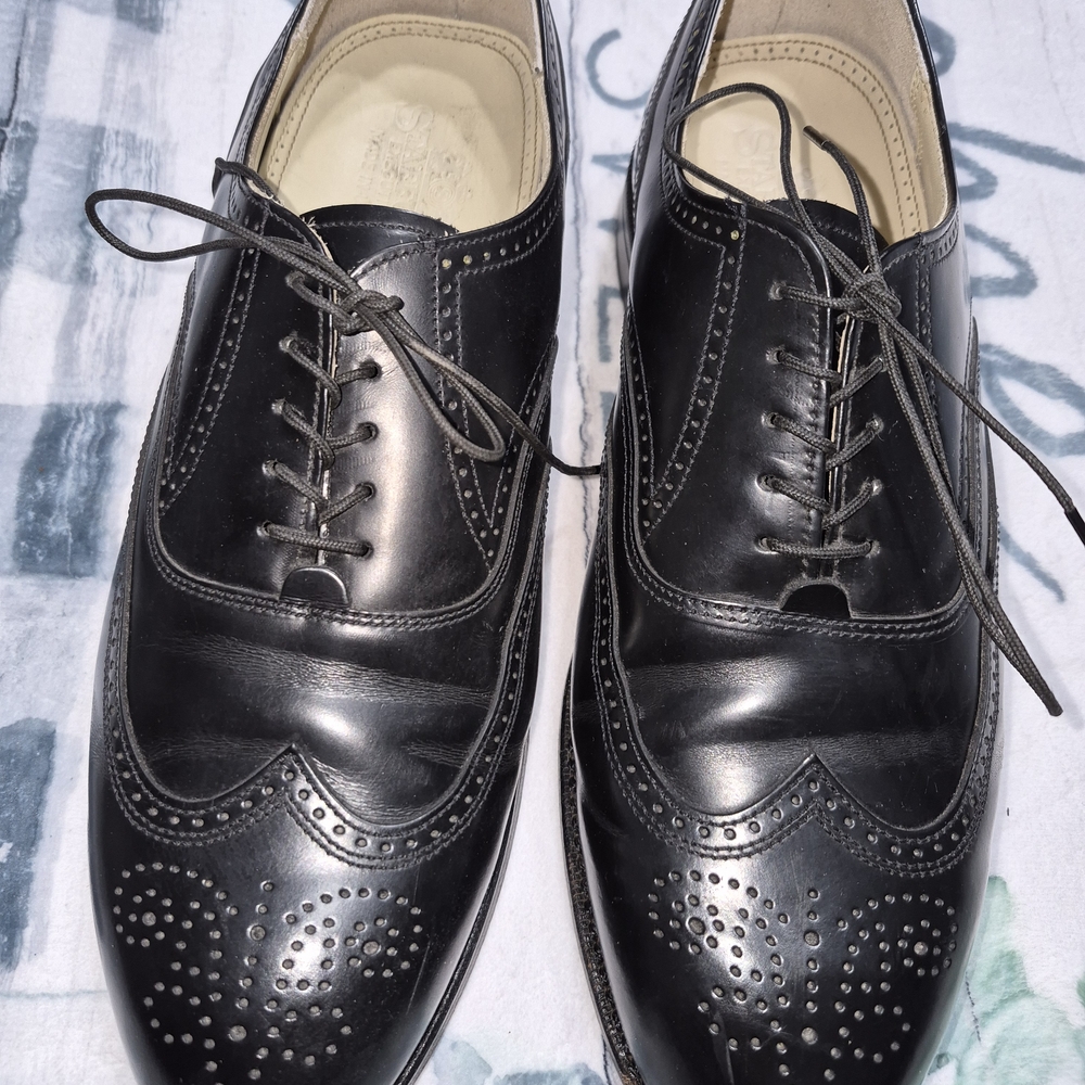 Stafford Black Leather Wingtip Oxfords